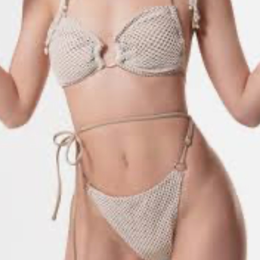 Vintage Tie Side, Brazilian Style Elegant Cream Bikini Set